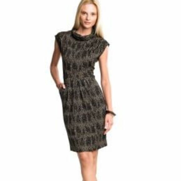 NEW Banana Republic animal print wool blend cowl‎ neck dress S - Picture 12 of 12